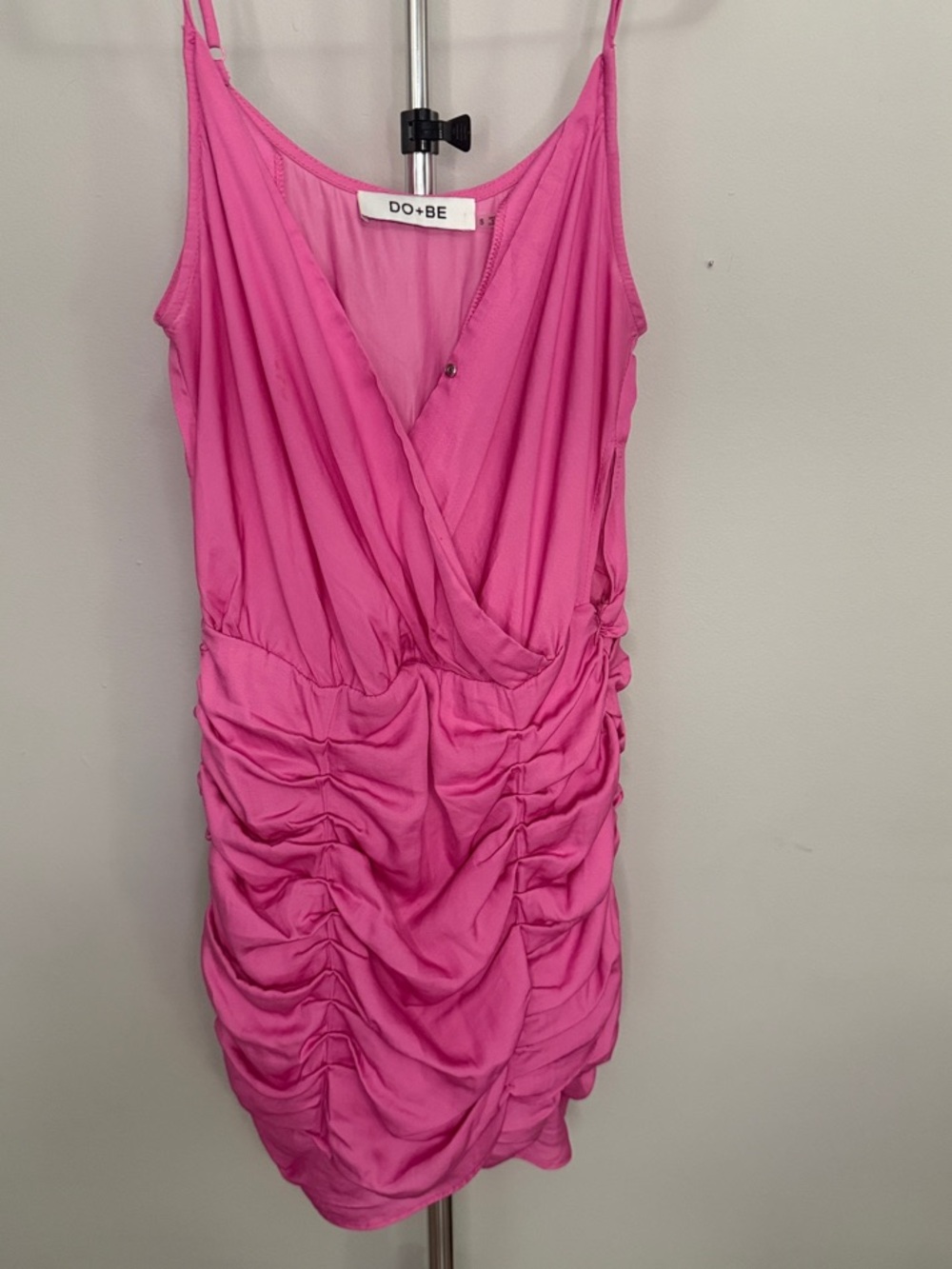 DO+BE Hot Pink Ruched Wrap Mini Dress size small